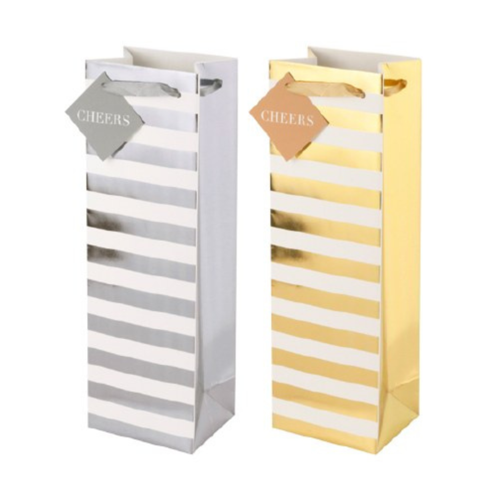 Assorted Ritzy Gold/Silver Stripes Wine Bag #3289
