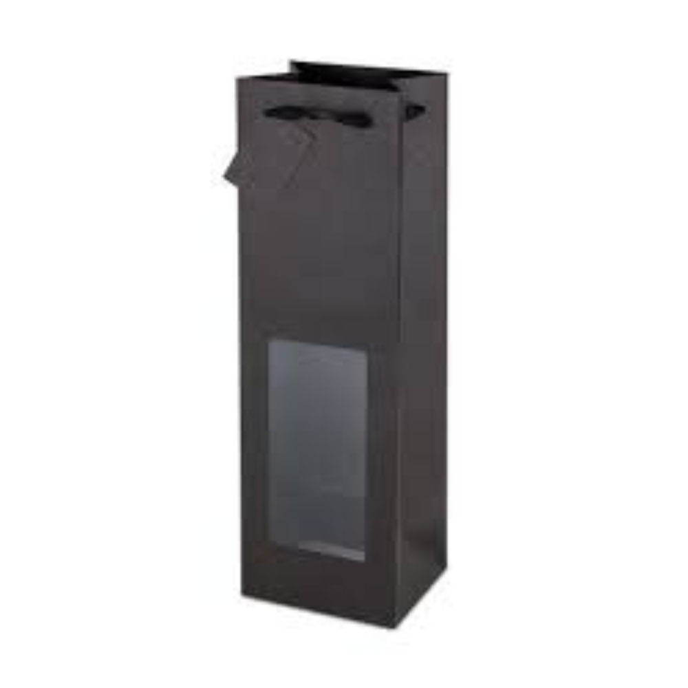 BLACK KRAFT WINDOW WINE BAG